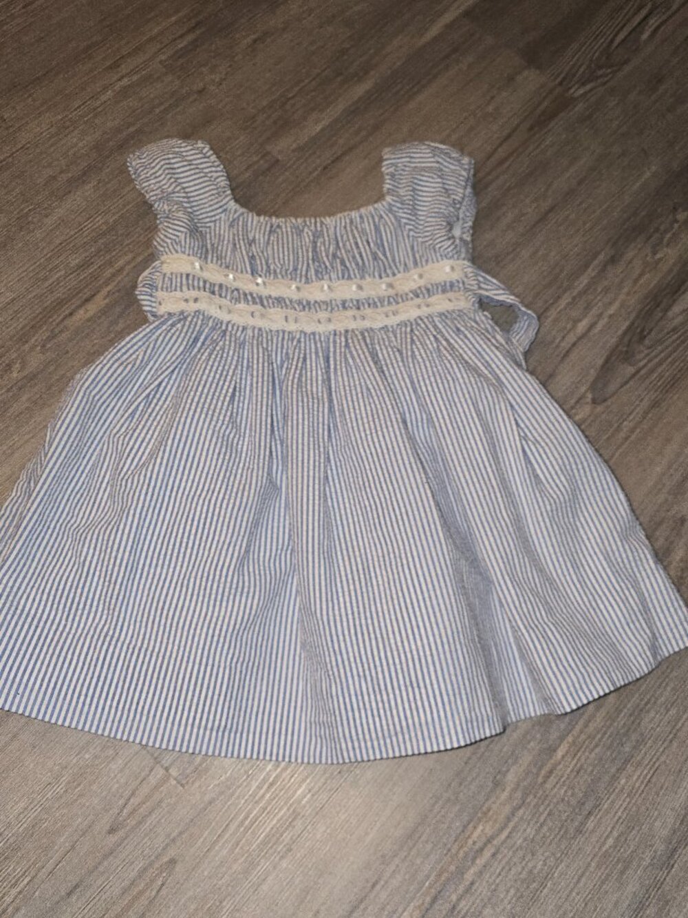 Ralph Lauren Blue Striped Seersucker Toddler Dress Sz 12mos